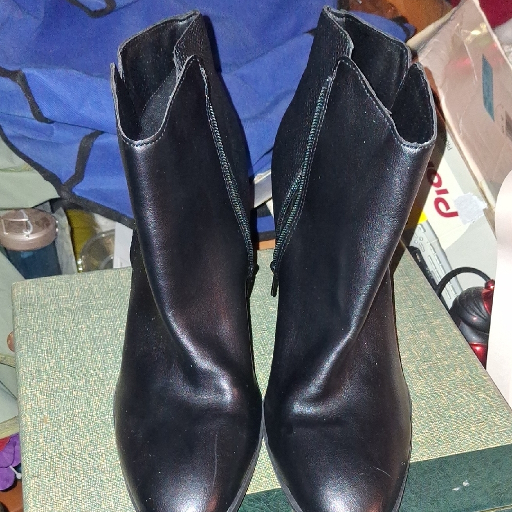 Sun + Stone Sleek Black Ankle Booties
